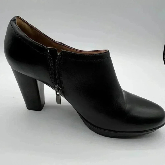 Clarks Lida Palmer Black Leather Stacked Heel Ankle Dress Bootie Womens Size 9 M - Picture 6 of 13